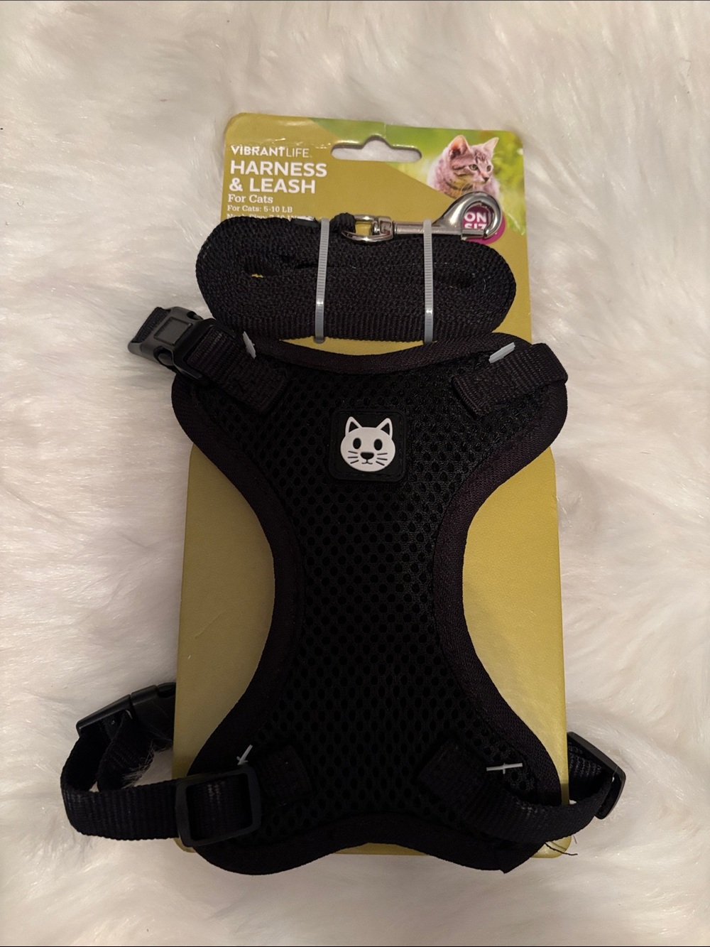 Vibrant Life Black Cat Mesh Harness & Leash Set